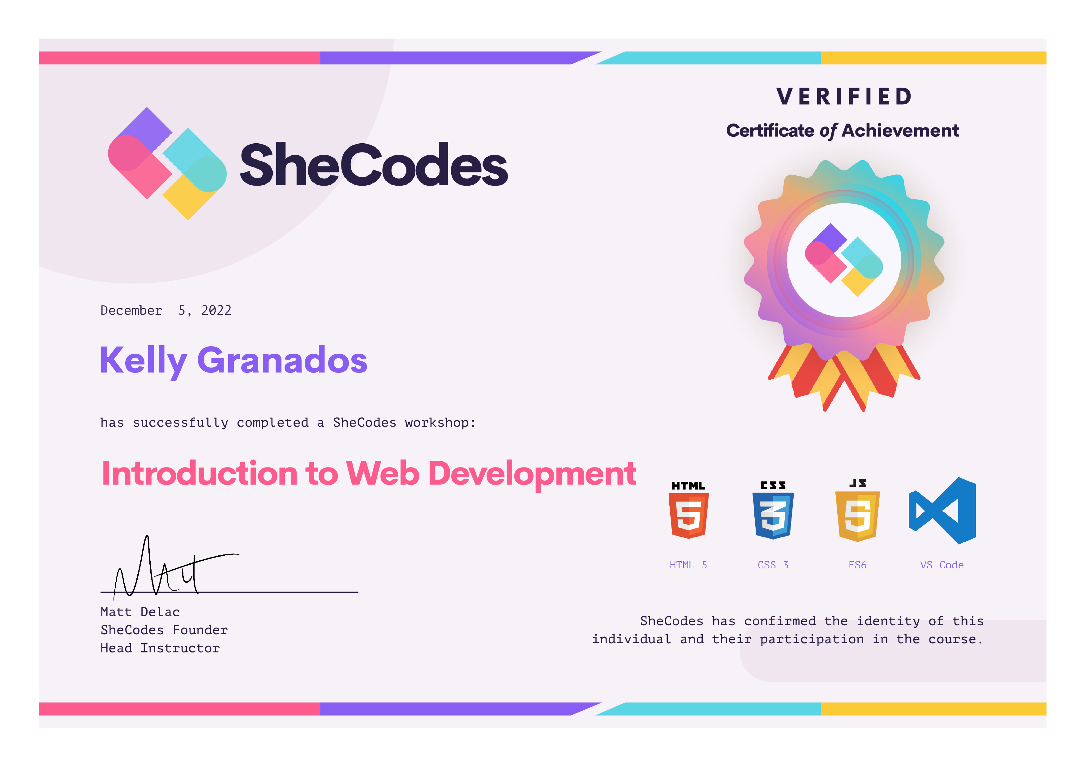 Intro to Web Dev Certificate